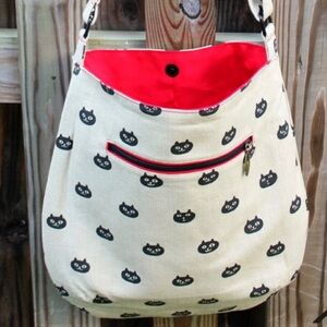 48 hour Sale Cat Crossbody Handmade with Care; adjustable straps NEW